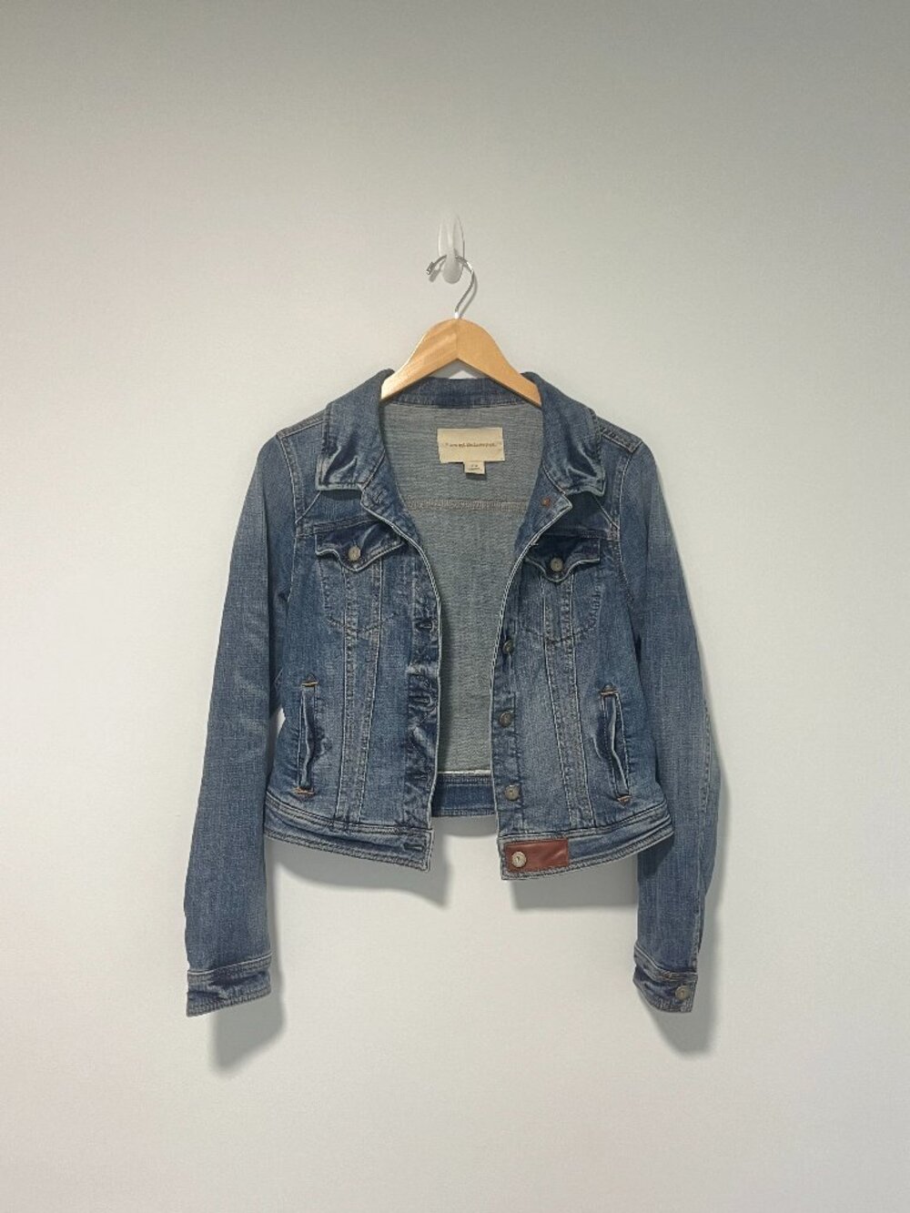 Pilcro and the Letterpress Denim Jacket Leather Trim Size M - Picture 1 of 5